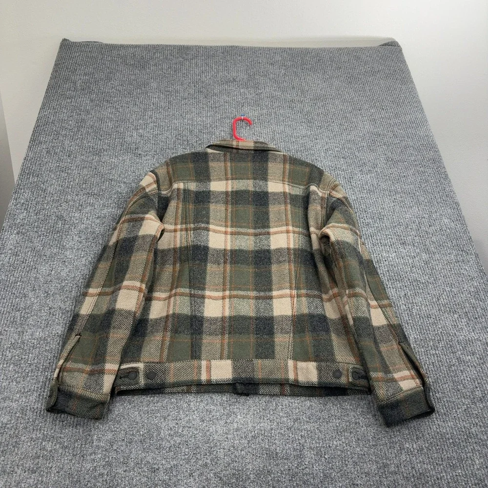 Levis Jacket Mens L Green Wool Blend Plaid Trucker 70587 Casual Rare Winter - Picture 6 of 9
